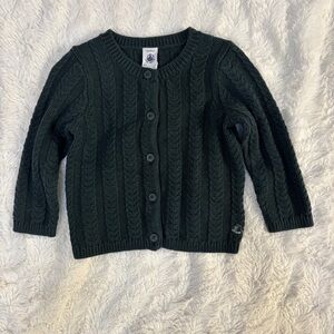 Petit Bateau Dark Green Cable Knit Cardigan